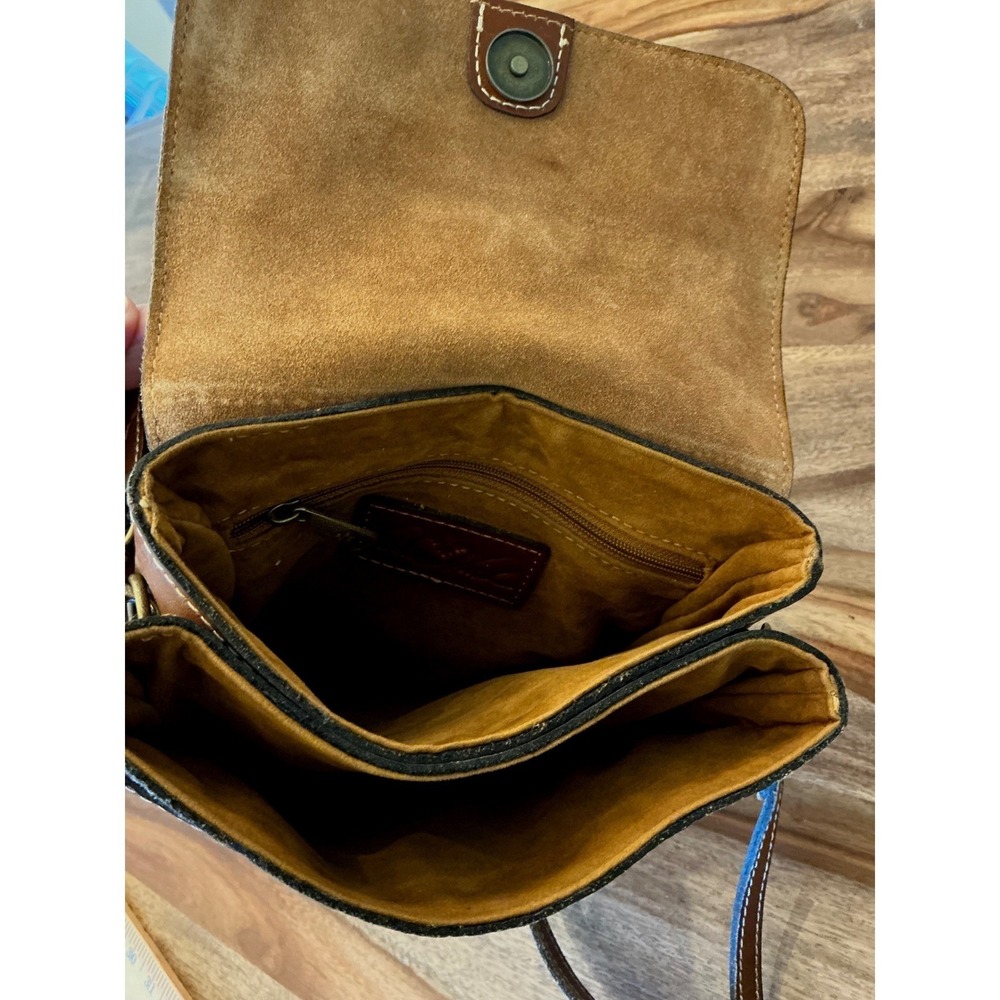 Patricia Nash Balluri Tooled Leather Crossbody Bag Cognac Floral Embossed Brown - Picture 13 of 15